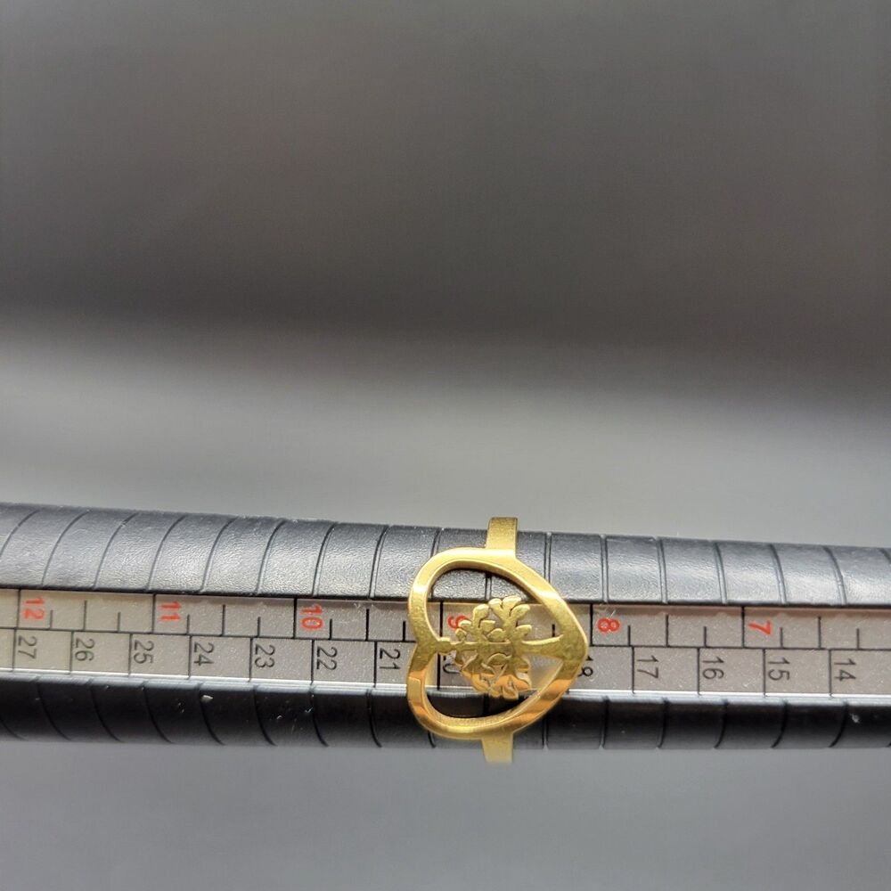 Size 9 Tree of Life Heart Ring Women Yellow Gold Tone Stainless Steel Gift
